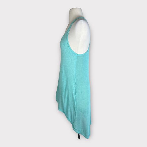 Soprano | Aqua Hi-low Jersey Front Knit Back Tank Top | Medium - Picture 5 of 9